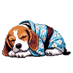 Pixel art new year beagle dog re