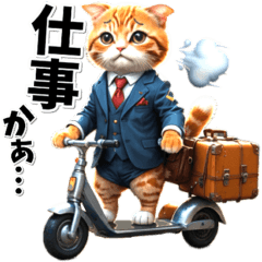 Salaryman cat going to work (honorific)