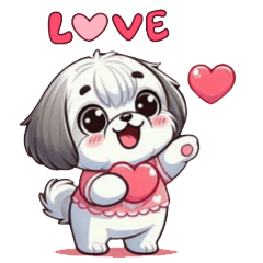 Shih Tzu : Valentine's Day Stickers