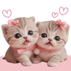 cute ribbon cats  Sticker