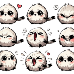 Fluffy Shima-Enaga Stickers