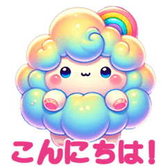 Cloud and rainbow character sticker