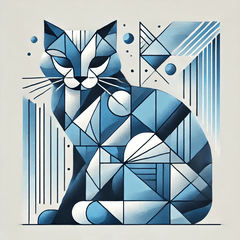 Blue Cubist Cat