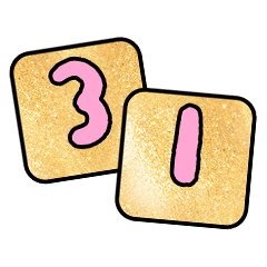 gold pink number move sticker