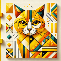 Yellow Cubist Cat