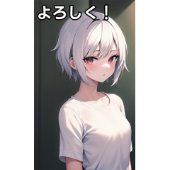 white-haired boyish girl sticker