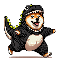 fat shiba black dinosaur costume