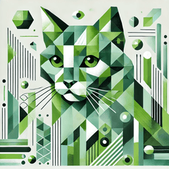 Green Cubist Cat