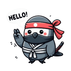 Cute ninja pigeon sticker 001