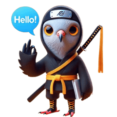 Cute ninja pigeon sticker 002