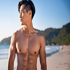 The Asian Hunk on the Beach