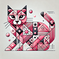 Pink Cubist Cat