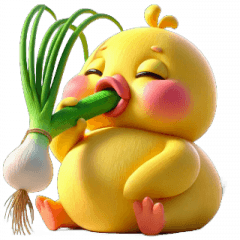 Green Onion Duck Eating Green Onion