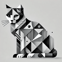 Gray Cubist Cat