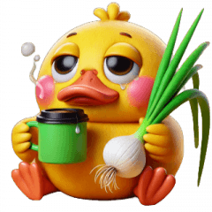 Green Onion Duck Drinking Tea,