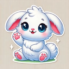 Cute White Bunny Stickers