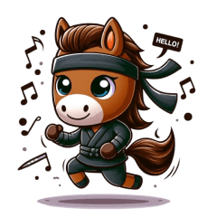 Cute ninja vaulting horse sticker 001