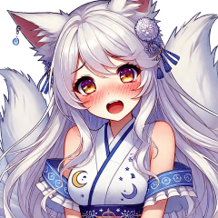 Fluffy White Fox Girl. So Cute!