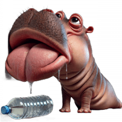 Sausage-Mouth Hippo Thirsty.