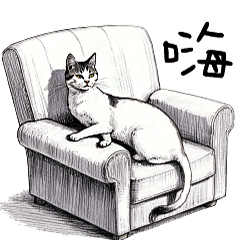 Lazy Sofa Cat Illustration chinese