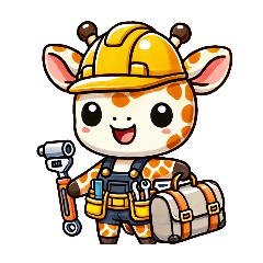 Giraffe animal engineer working on site