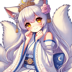 Fluffy White Fox Girl. So Cute!_2