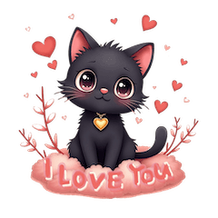 Cute Black Cats' Valentines