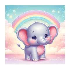 A cute and fluffy elephant in a dream fa