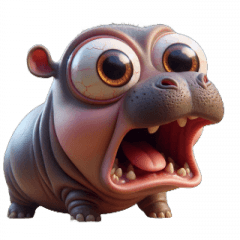 Bulging-Eyed Hippo, Shocked Expression