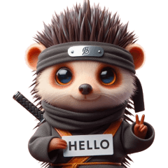 Cute ninja hedgehog sticker 002