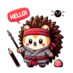 Cute ninja hedgehog sticker 001