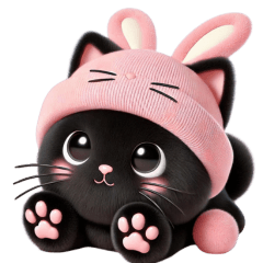 Cute black cat  3D  no text