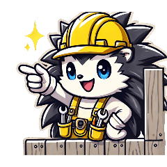 Hedgehog animal engineer working on site