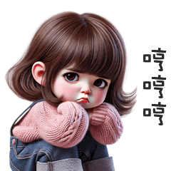 ̴̛ᴗ⁍̴̛⁎) 鮑伯頭小女孩哼哼哼 – LINE貼圖 | LINE STORE