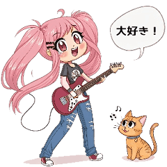 Pink-Haired Bassist's Catty Stickers 1