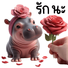 Little hippo and rose