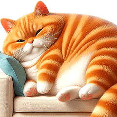 The fat orange tabby cat is so cute