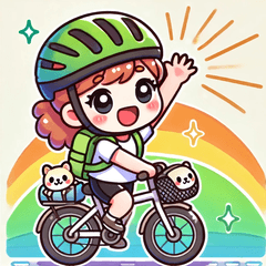 Cycling Adventure Girl Stickers