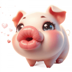 Plump-Lipped Pink Pig Wants a Kiss