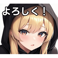 Blonde girl with black hoodie