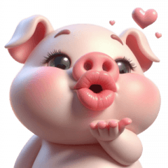 Plump-Lipped Pink Pig I Love You