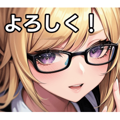 blonde girl with glasses stickers