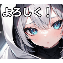 White hoodie and silver hair girl