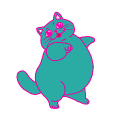 neon color plump cat