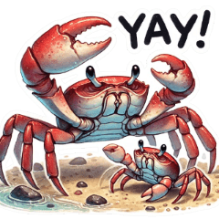 ealistic & Cute Crab Family Stickers