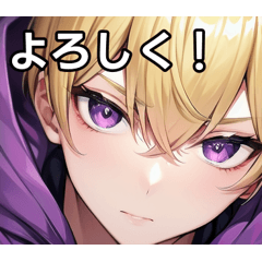 Blonde boy with purple hoodie