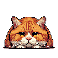 Pixel art no word fat orange tabby cat