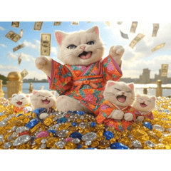 Happy kitty bring you wealth wellness