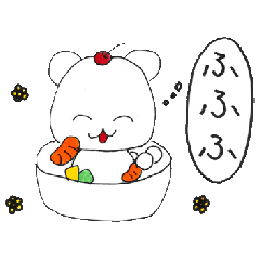 White hamster sticker - food version -