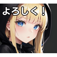 Blonde high school girl black hoodie